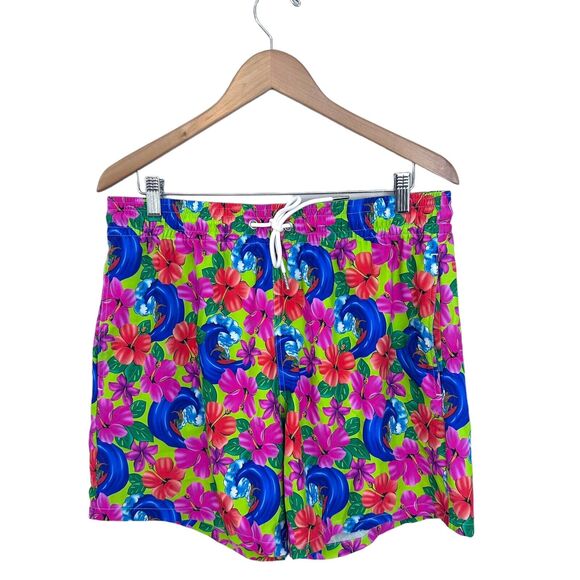 Frankies Bikinis Winston Unisex Board Short Floral Large Neon Surfer Swimwear - Picture 4 of 16